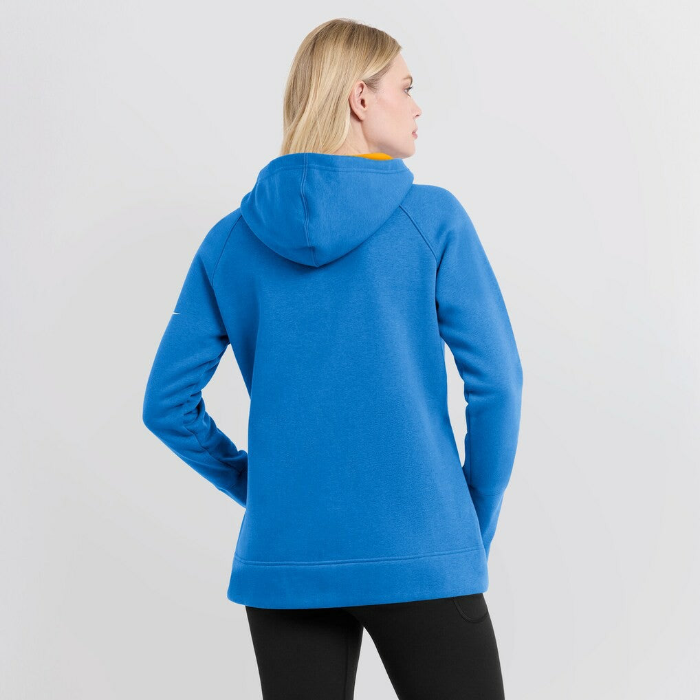 Los Angeles Chargers Women's Asymmetrical Raglan Full-Zip Hoodie - Powder Blue - Nike