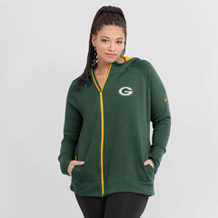 Green Bay Packers Women's Asymmetrical Raglan Full-Zip Hoodie - Green - Nike