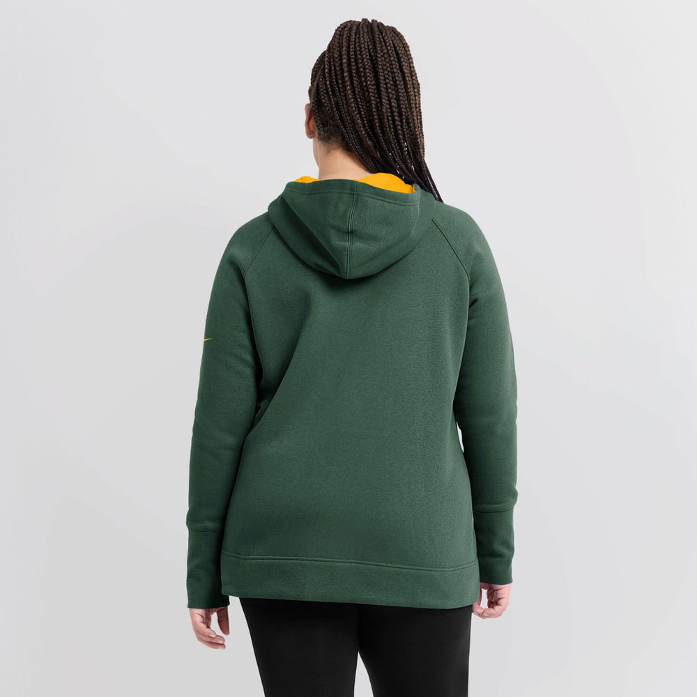Green Bay Packers Women's Asymmetrical Raglan Full-Zip Hoodie - Green - Nike