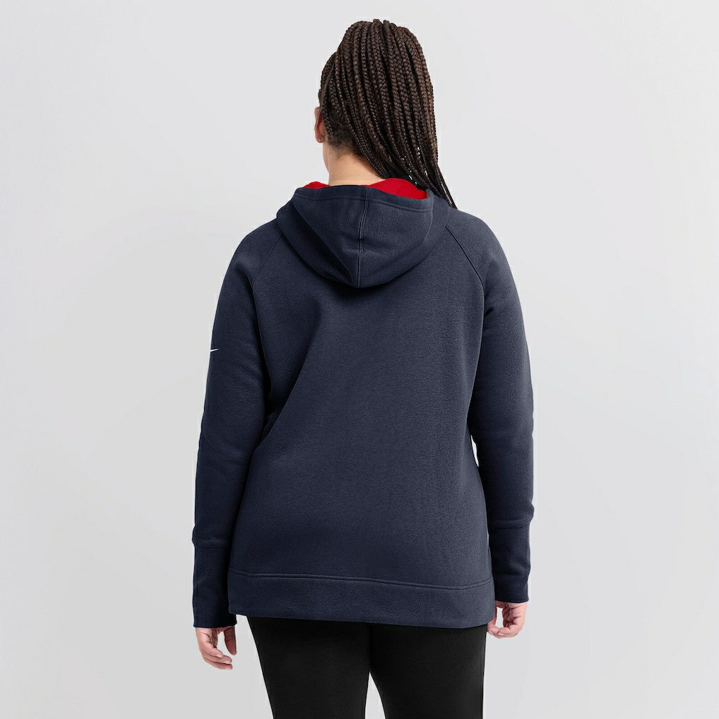 New England Patriots Women's Asymmetrical Raglan Full-Zip Hoodie - Navy - Nike