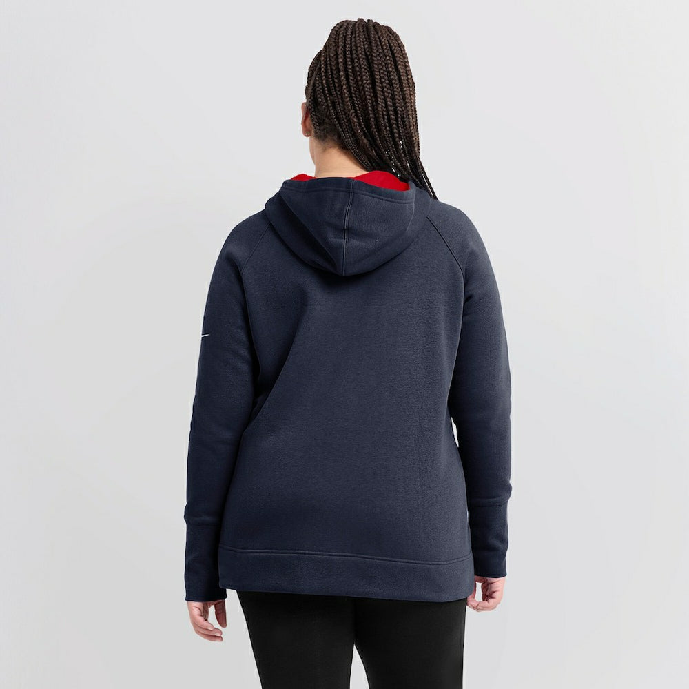 New England Patriots Women's Asymmetrical Raglan Full-Zip Hoodie - Navy - Nike