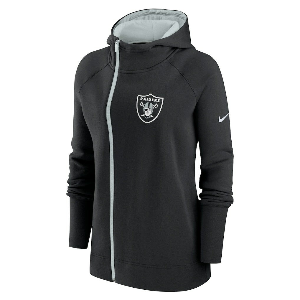 Las Vegas Raiders Women's Asymmetrical Raglan Full-Zip Hoodie - Black - Nike