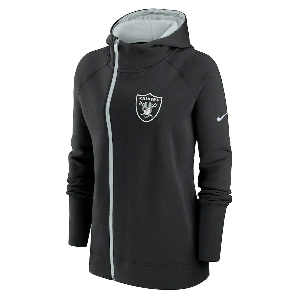 Las Vegas Raiders Women's Asymmetrical Raglan Full-Zip Hoodie - Black - Nike