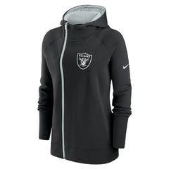 Las Vegas Raiders Women's Asymmetrical Raglan Full-Zip Hoodie - Black - Nike