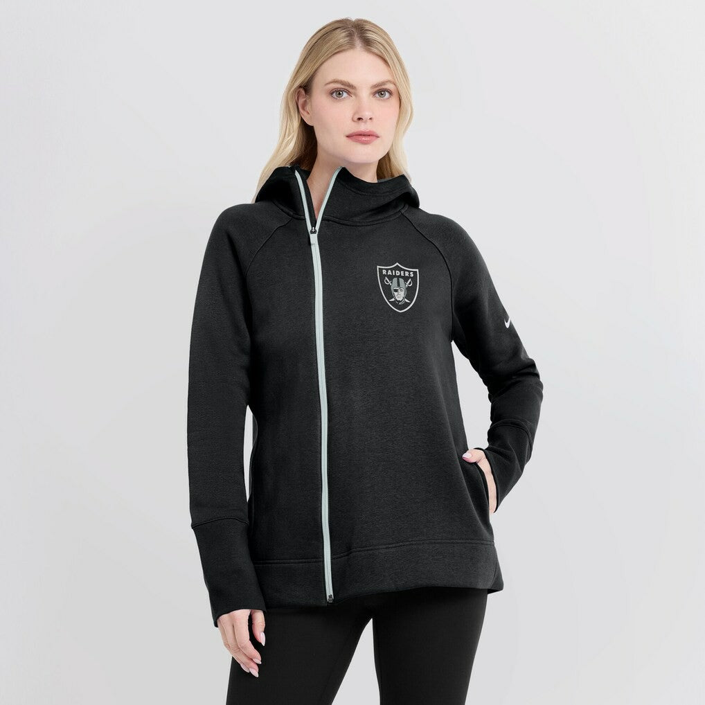 Las Vegas Raiders Women's Asymmetrical Raglan Full-Zip Hoodie - Black - Nike