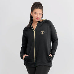 New Orleans Saints Women's Asymmetrical Raglan Full-Zip Hoodie - Black - Nike