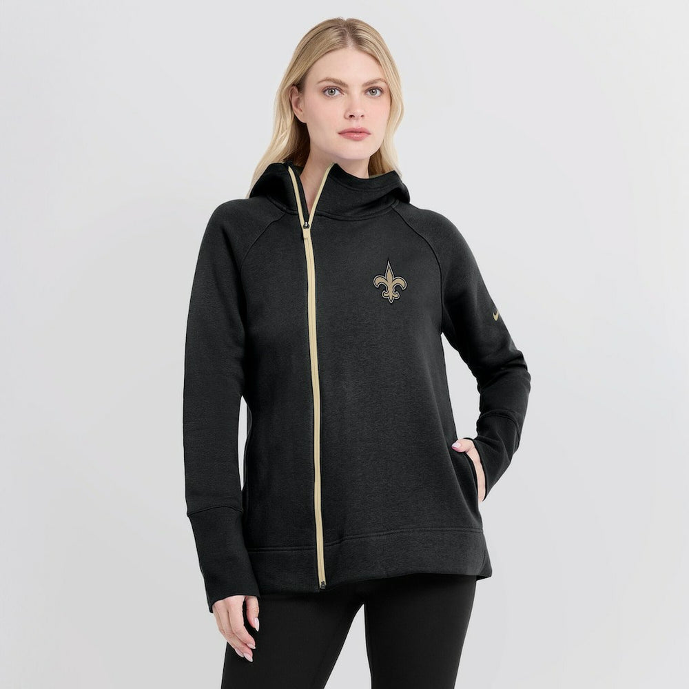 New Orleans Saints Women's Asymmetrical Raglan Full-Zip Hoodie - Black - Nike