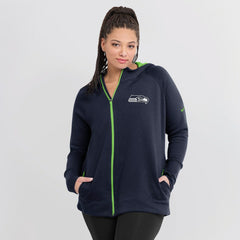 Seattle Seahawks Women's Asymmetrical Raglan Full-Zip Hoodie - College Navy - Nike