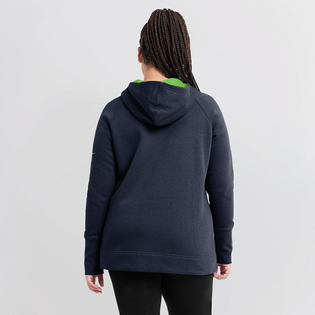Seattle Seahawks Women's Asymmetrical Raglan Full-Zip Hoodie - College Navy - Nike