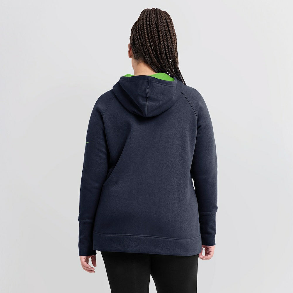 Seattle Seahawks Women's Asymmetrical Raglan Full-Zip Hoodie - College Navy - Nike