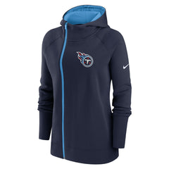 Tennessee Titans Women's Asymmetrical Raglan Full-Zip Hoodie - Navy - Nike