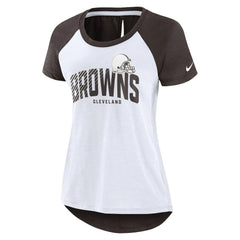 Cleveland Browns Women's Back Slit Lightweight Fashion T-Shirt - White/Heather Scarlet - Nike