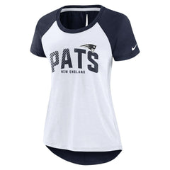 New England Patriots Women's Back Slit Lightweight Fashion T-Shirt - White/Heather Scarlet - Nike