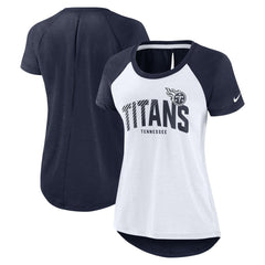 Tennessee Titans Women's Back Slit Lightweight Fashion T-Shirt - White/Heather Scarlet - Nike