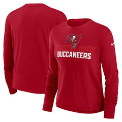 Tampa Bay Buccaneers Women's Modest Crop Performance Long Sleeve T-Shirt - Red - Nike