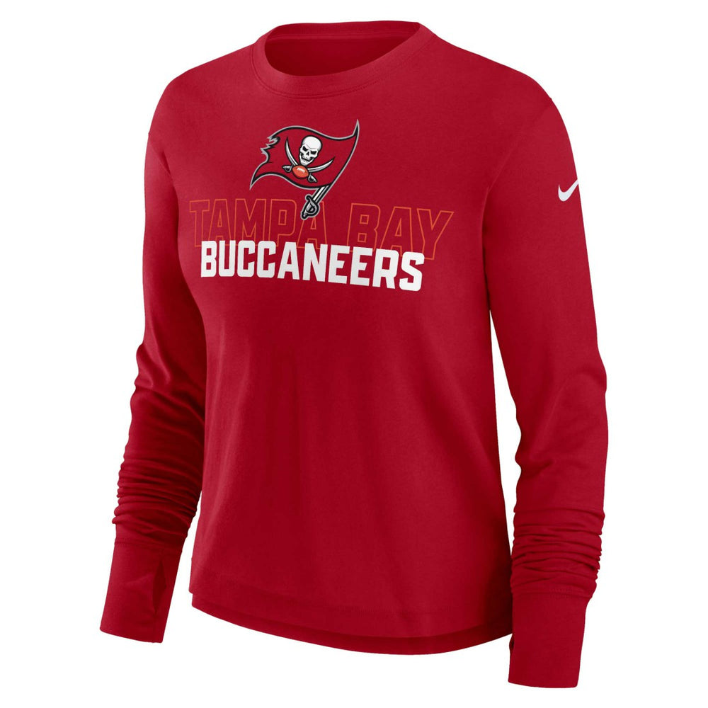 Tampa Bay Buccaneers Women's Modest Crop Performance Long Sleeve T-Shirt - Red - Nike