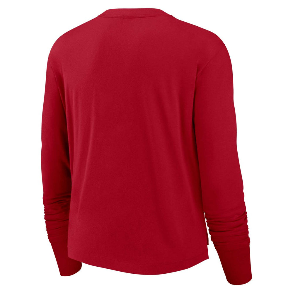 Tampa Bay Buccaneers Women's Modest Crop Performance Long Sleeve T-Shirt - Red - Nike