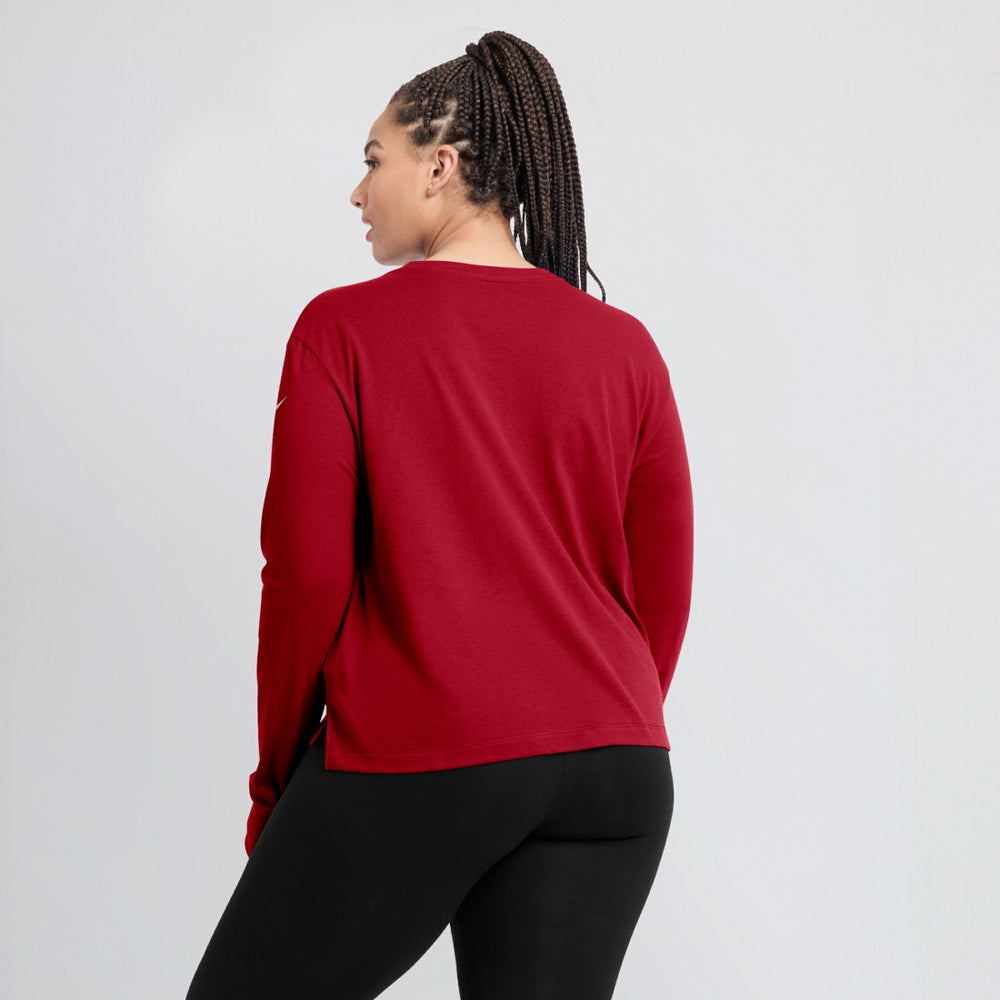 Tampa Bay Buccaneers Women's Modest Crop Performance Long Sleeve T-Shirt - Red - Nike