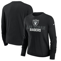 Las Vegas Raiders Women's Modest Crop Performance Long Sleeve T-Shirt - Black - Nike