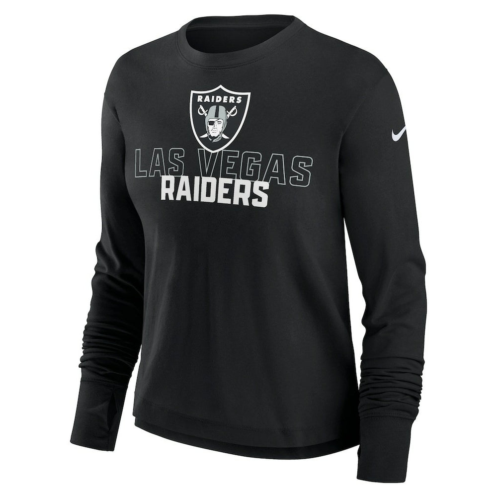 Las Vegas Raiders Women's Modest Crop Performance Long Sleeve T-Shirt - Black - Nike