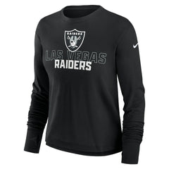 Las Vegas Raiders Women's Modest Crop Performance Long Sleeve T-Shirt - Black - Nike