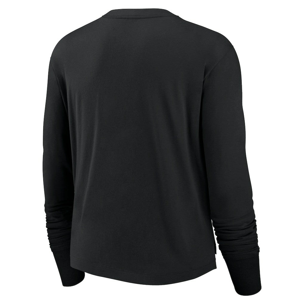 Las Vegas Raiders Women's Modest Crop Performance Long Sleeve T-Shirt - Black - Nike