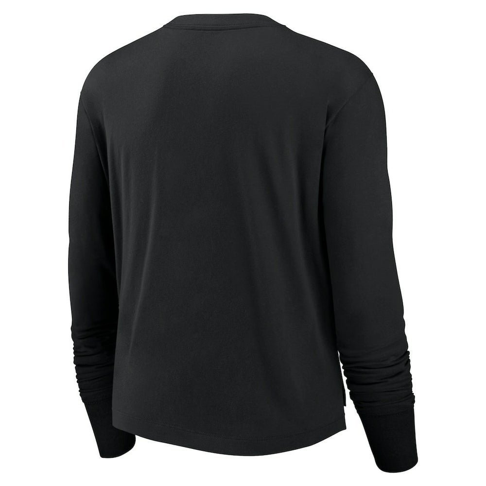 Las Vegas Raiders Women's Modest Crop Performance Long Sleeve T-Shirt - Black - Nike