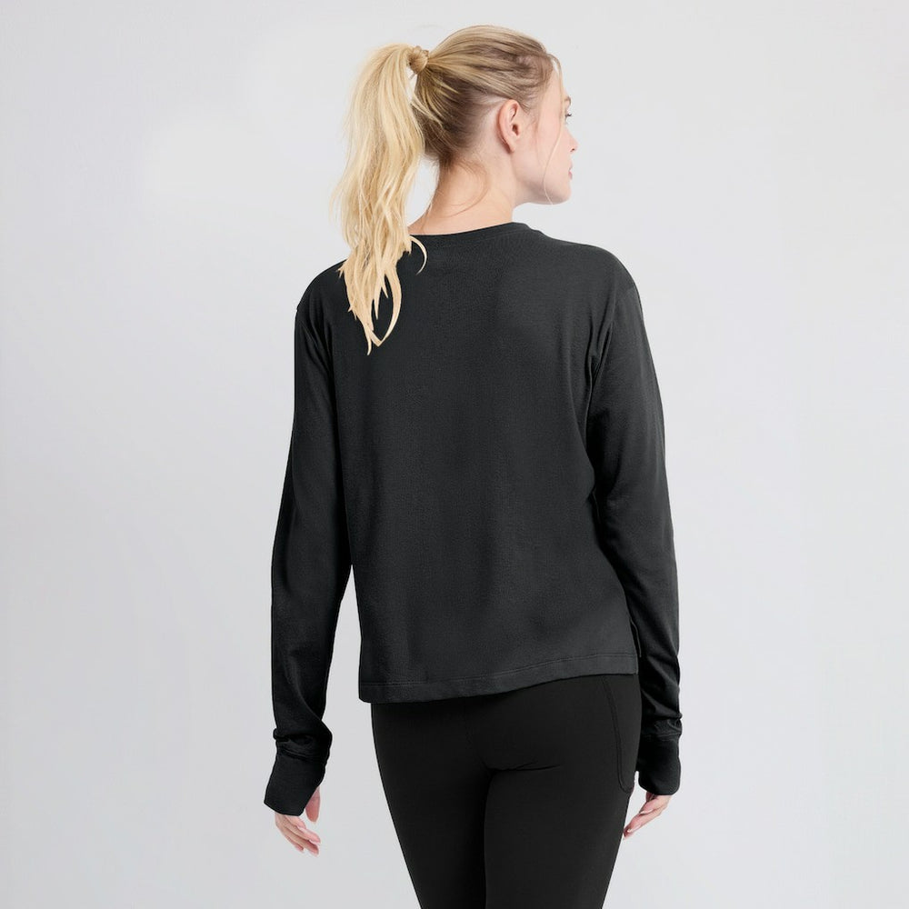 Las Vegas Raiders Women's Modest Crop Performance Long Sleeve T-Shirt - Black - Nike