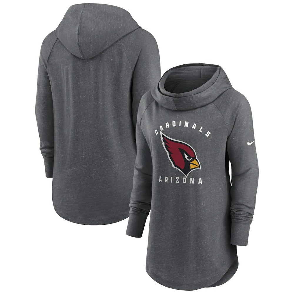 Arizona Cardinals Women's Raglan Funnel Neck Pullover Hoodie - Heather Charcoal - Nike