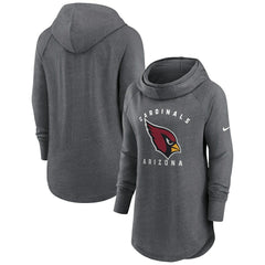 Arizona Cardinals Women's Raglan Funnel Neck Pullover Hoodie - Heather Charcoal - Nike