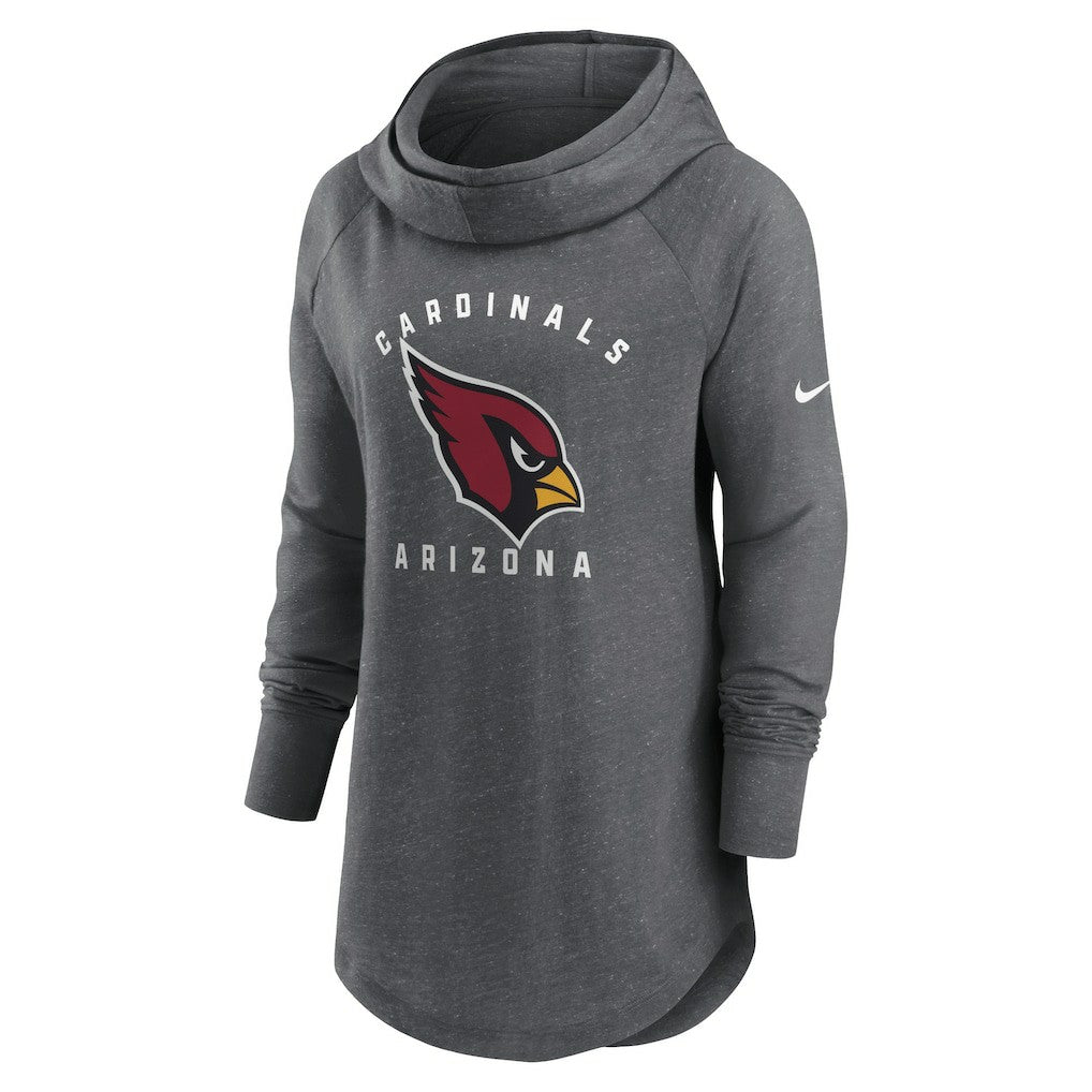 Arizona Cardinals Women's Raglan Funnel Neck Pullover Hoodie - Heather Charcoal - Nike