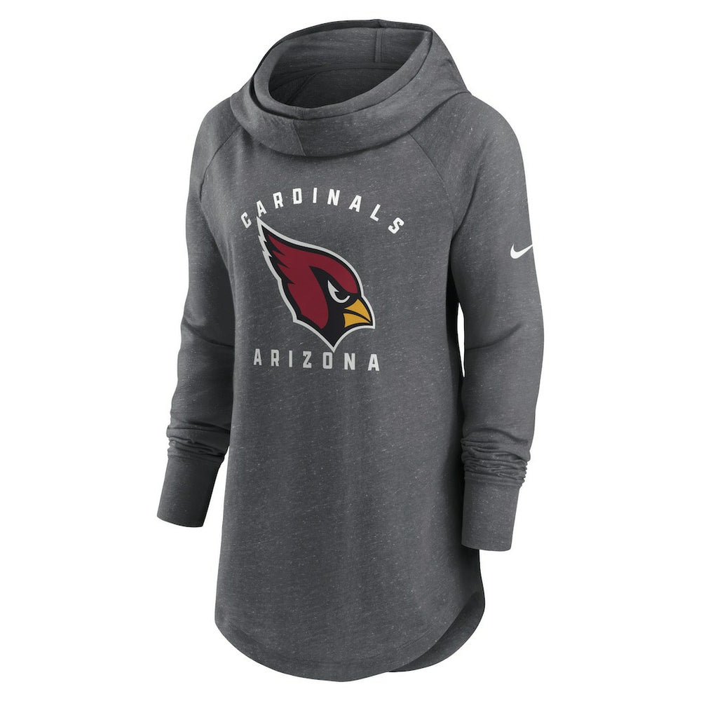 Arizona Cardinals Women's Raglan Funnel Neck Pullover Hoodie - Heather Charcoal - Nike