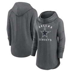 Dallas Cowboys Women's Raglan Funnel Neck Pullover Hoodie - Heather Charcoal - Nike