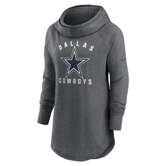 Dallas Cowboys Women's Raglan Funnel Neck Pullover Hoodie - Heather Charcoal - Nike