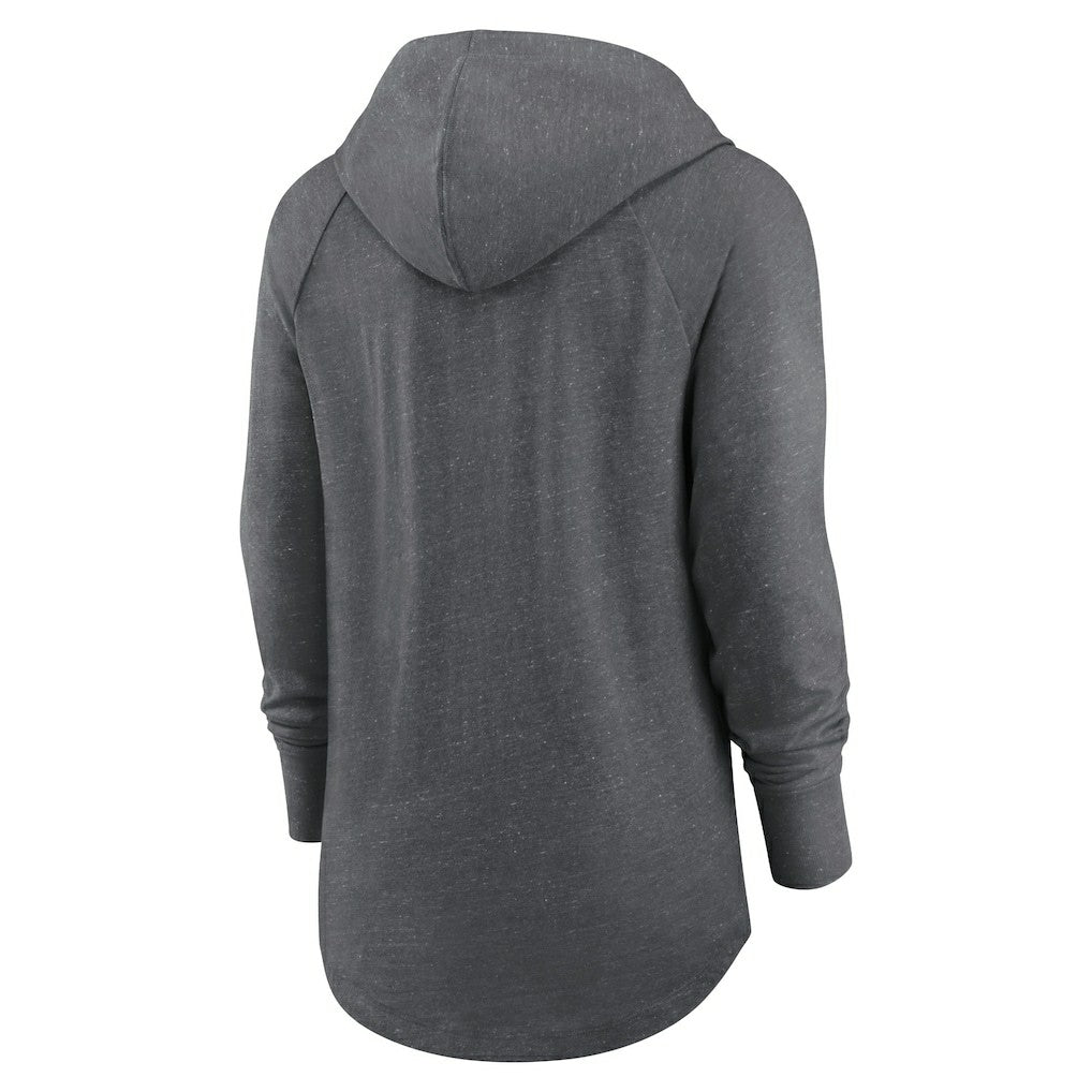 Las Vegas Raiders Women's Raglan Funnel Neck Pullover Hoodie - Heather Charcoal - Nike