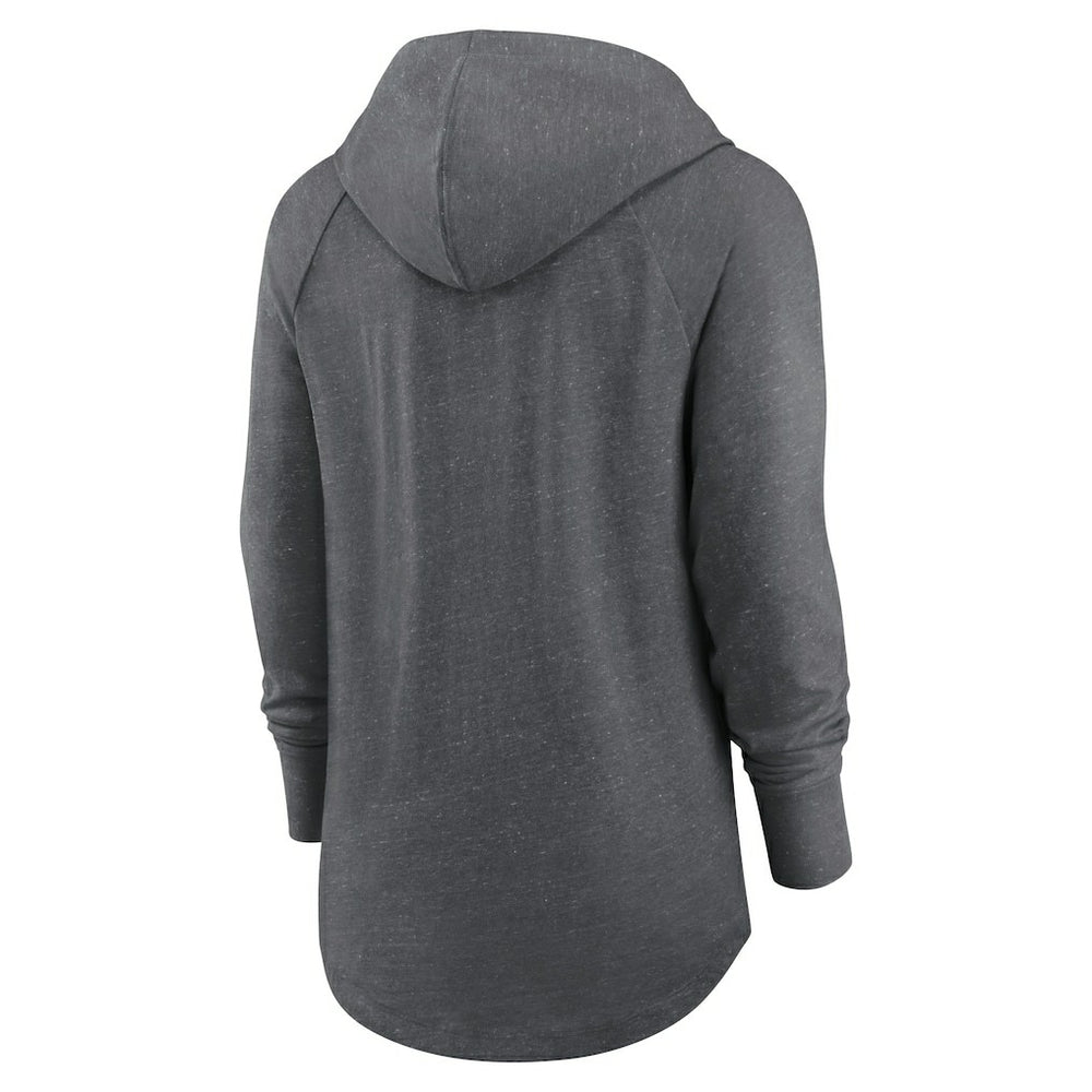 New Orleans Saints Women's Raglan Funnel Neck Pullover Hoodie - Heather Charcoal - Nike