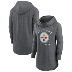 Pittsburgh Steelers Women's Raglan Funnel Neck Pullover Hoodie - Heather Charcoal - Nike