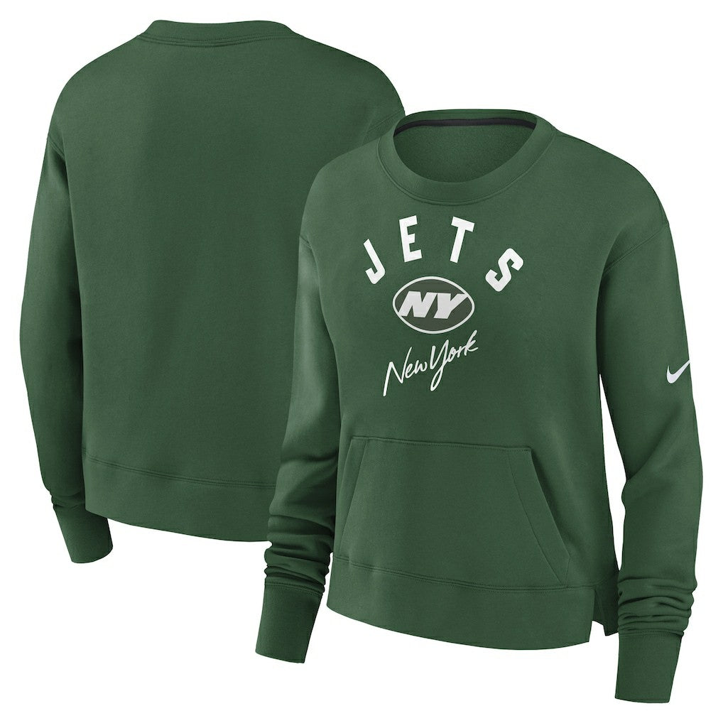 New York Jets Women's High Hip Fleece Pullover Sweatshirt - Green - Nike