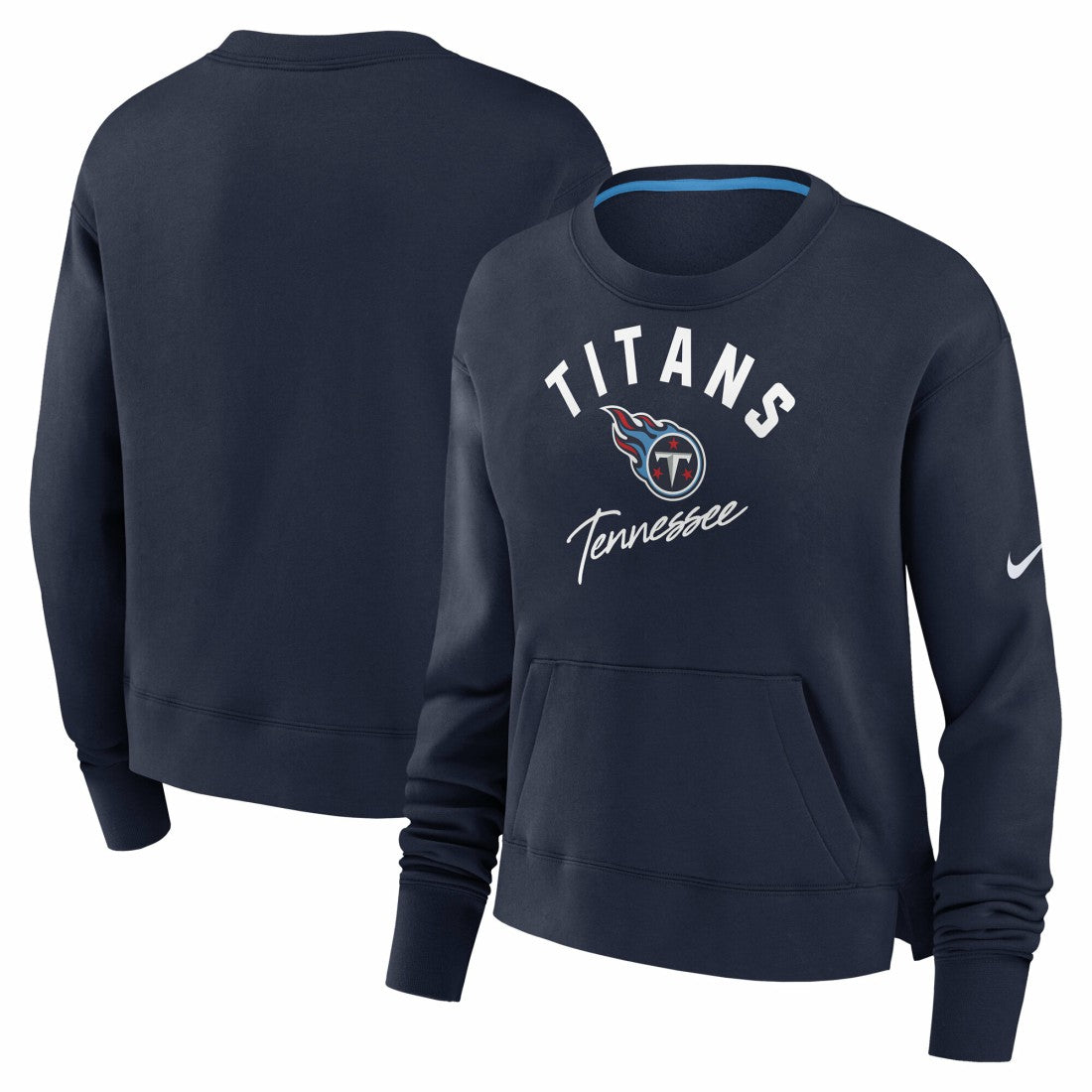 Tennessee Titans Women's High Hip Fleece Pullover Sweatshirt - Navy - Nike