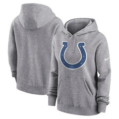 Indianapolis Colts Women's Team Logo Club Fleece Pullover Hoodie - Heather Gray - Nike