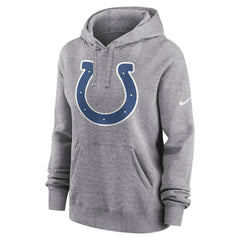 Indianapolis Colts Women's Team Logo Club Fleece Pullover Hoodie - Heather Gray - Nike