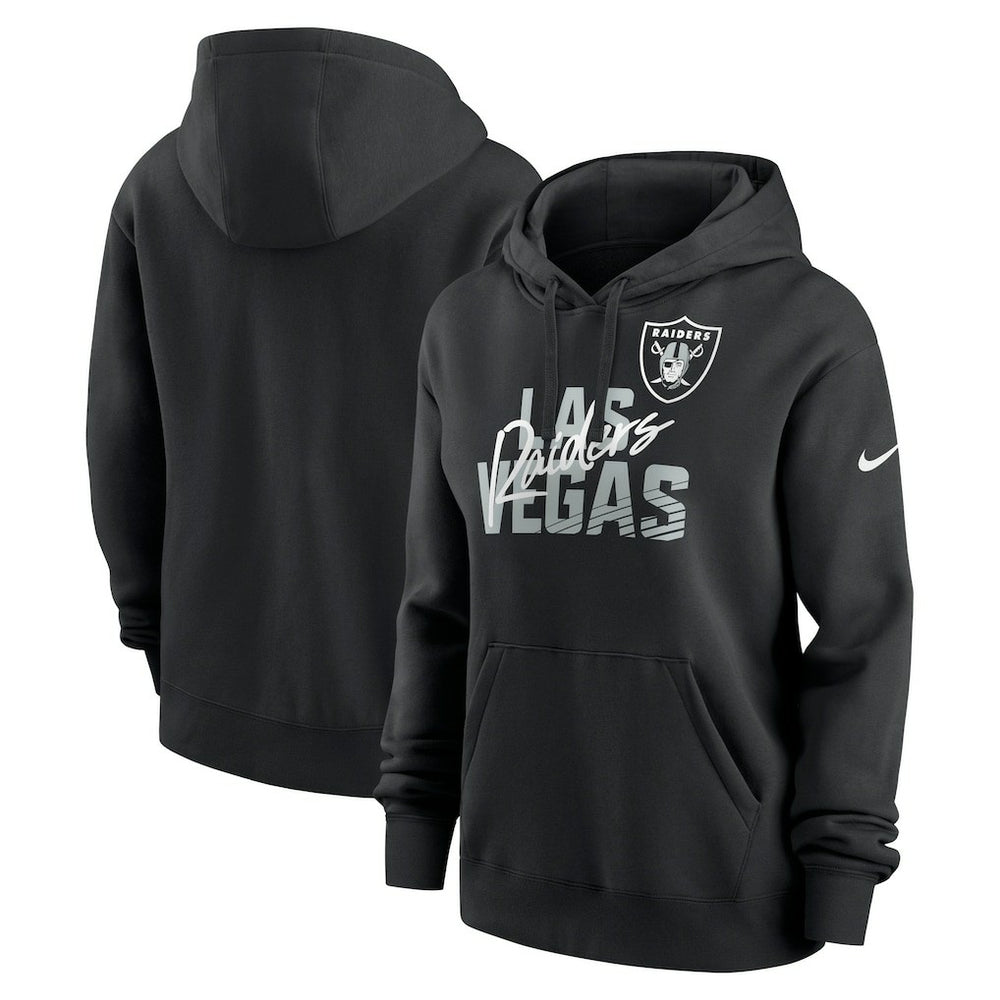Las Vegas Raiders Women's Wordmark Club Fleece Pullover Hoodie - Black - Nike