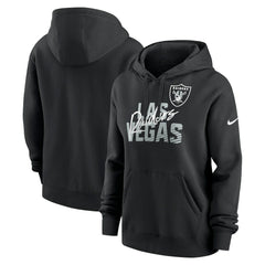 Las Vegas Raiders Women's Wordmark Club Fleece Pullover Hoodie - Black - Nike