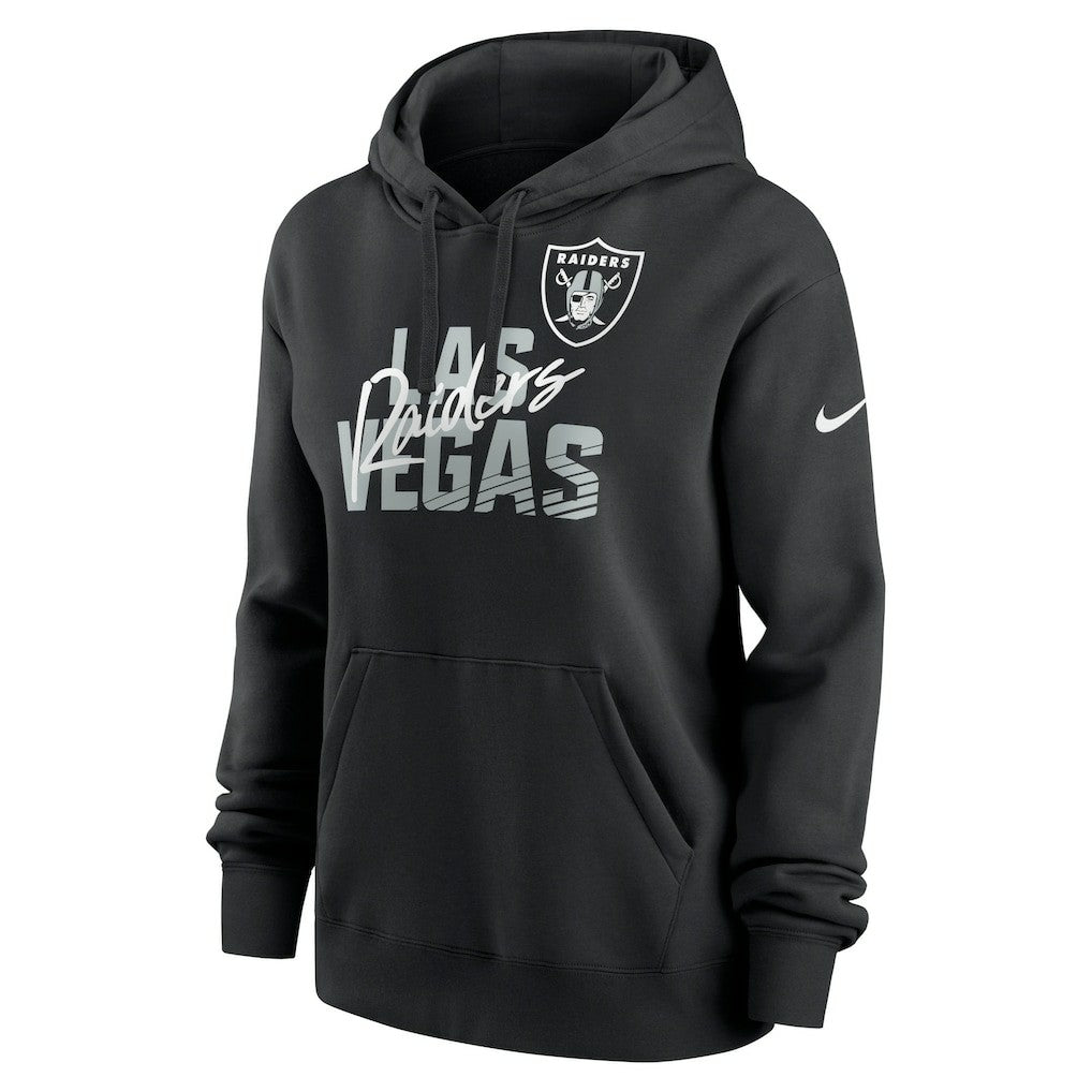 Las Vegas Raiders Women's Wordmark Club Fleece Pullover Hoodie - Black - Nike