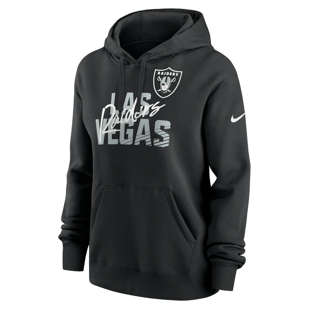Las Vegas Raiders Women's Wordmark Club Fleece Pullover Hoodie - Black - Nike