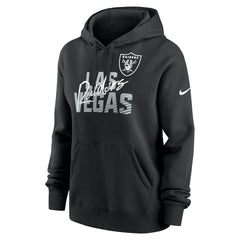Las Vegas Raiders Women's Wordmark Club Fleece Pullover Hoodie - Black - Nike