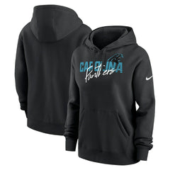 Carolina Panthers Women's Wordmark Club Fleece Pullover Hoodie - Black - Nike