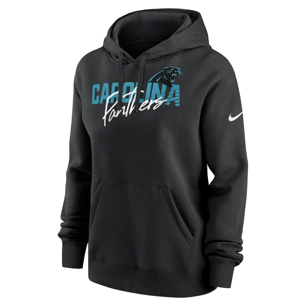 Carolina Panthers Women's Wordmark Club Fleece Pullover Hoodie - Black - Nike