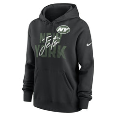 New York Jets Women's Wordmark Club Fleece Pullover Hoodie - Black - Nike