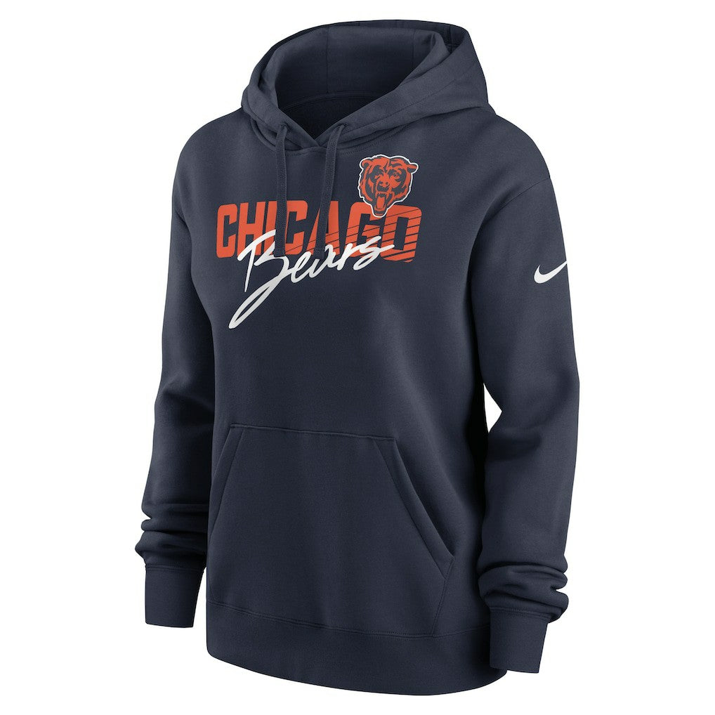 Chicago Bears Women's Wordmark Club Fleece Pullover Hoodie - Navy - Nike
